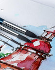 10Pcs Natural Watercolor Paint Brush Set Professional for Watercolor Acrylic Ink Gouache Tempera Blue Color