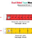 Tape Measure Measuring Tape for Body Fabric Sewing Tailor Cloth Knitting Home Craft Measurements,60-Inch/150-Cm Soft Multicolor Tape Measure Body Measuring Tape Set with Snap Button Closure,Dual Sided