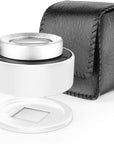 30X Loupe Magnifier with 6 Light,Desktop Portable Metal Magnifier Folding Scale Sewing Magnifing Glass for Textile Optical Jewelry Tool Coins Currency (White)