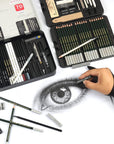 72-Pack Sketch Drawing Pencils Kit with Sketchbook and 3-Color Drawing Paper,Tin Box,Include Graphite,Charcoal,Drawing Glove and Artists Tools,Pro Art Drawing Supplies for Adults Beginner