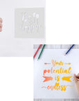 16 Pieces Stencils for Painting Inspirational Word Stencil Kit Motivational Stencils Reusable Polyester Film Template Stencils with Open Ring for Painting on Wood Wall Home Decor(7.87 X 7.87 Inches)
