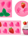 3 Pcs 3D Strawberry and Flowers Silicone Mold Strawberry Baking Mold Fruit Fondant Mold Handmade Candy Jelly Bakeware for Baking Chocolate Pan Cake Kid Cupcake Soap Candle Clay Resin Wax Making