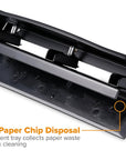 Office 3 Hole Punch, Durable Metal,Rubber Base, 12 Sheets, Black