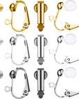 30 Pieces Clip-On Earring Converters Non-Pierced Earring Findings Dangle Earring Clips with Easy Open Loop and Silicone Earring Pads for Daily Accessory, 3 Colors (Style A)