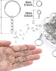 600Pcs Key Chain Rings,200Pcs 25Mm Keychain Rings with Chain and 200Pcs Jump Rings with 200Pcs Screw Eye Pins for Resin,Crafts and Keychains Making