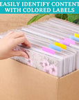 20 Pieces Scrapbook Paper Storage Clear 12 X 12 Paper Storage Organizer with Tabs and Gusset Bottom for Holding Scrapbook Paper, Vinyl Paper, Paper, Cardstock