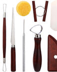 8 Pieces Wooden Pottery Sculpting Clay Cleaning Tool Set, Includes Clay Cutting, Modeling, Trimming Tools, for Beginner Level Pottery and Smoothing, Cleaning, Carving, Shaping and Sculpting