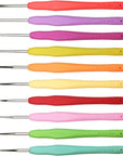Set of 10 Small Size Crochet Hook Set, Ergonomic Handle Crochet Hook Needles for Arthritic Hands, Thread Crochet Steel Lace Hooks Size 0.5Mm to 2.75Mm