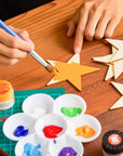 Wooden Stars for Crafting, 24-Pack Unfinished Wood Star Cutouts, 4 Inches