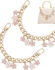 2Pcs Purse Chain Strap Replacement 7.9" Short Chain Straps Enamel Flower Charm Purse Handle Extender Decorative Bag Chains Golden Chain for Purse Handbag Wallet Crossbody Shoulder Bag