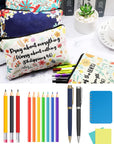 4 Pieces Inspirational Bible Verse Pencil Pouch Christian Pencil Case Scripture Canvas Makeup Bags for Students Office Journaling Supplies (Bible Verse Pattern,8.7 X 5.5 Inch)