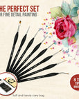 Fine Detail Paint Brush Set 8Pcs, Tiny Professional Micro Miniature Painting Brushes Kit with Ergonomic Handle for Acrylic, Oil, Watercolor, Art, Scale Model, Face, Paint by Numbers (VIII)