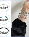30Pcs Assorted Antique Silver Rhinestone European Lampwork Charms Beads Large Hole Spacer Beads Charms Supplies for Bracelet Necklace Jewelry Making