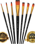 Paint Brush Set, 7 Artist Brushes for Painting with Acrylic, Gouache, Oil and Watercolor. Professional Art Quality on Canvas, Wood, Face and Models. Includes Carrying Case Travel Kit