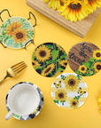 8 PCS Sunflower Diamond Painting Coasters Kit Flower Diamond Art Coasters Farmhouse Inspirational DIY Diamond Coasters 5D Diamonds Drink Coaster with Cork Bases Holder for Adults Beginners Handicraft