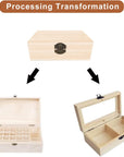 Unfinished Wooden Box with Hinged Lid, 4 Pcs- 6"X3.8"X2" Wood Boxes Bulk for Craft, Make Your Own Gift, Jewelry Pin Box
