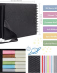 8.5 X 5.9 Inch Scrapbook Photo Album with DIY Accessories Kit - 60 Pages Black Kraft Paper DIY Handmade Album Scrapbook for Anniversary Wedding Graduation Travel Love Memory Small Scrapbook