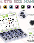 Upgraded Glitter Safety Eyes 324 Pcs 6-24Mm Safety Eyes for Crocheting with Washers and Size Tools Large Crochet Safety Eyes for Amigurumi Gift for Crochet Lovers Halloween Decorations