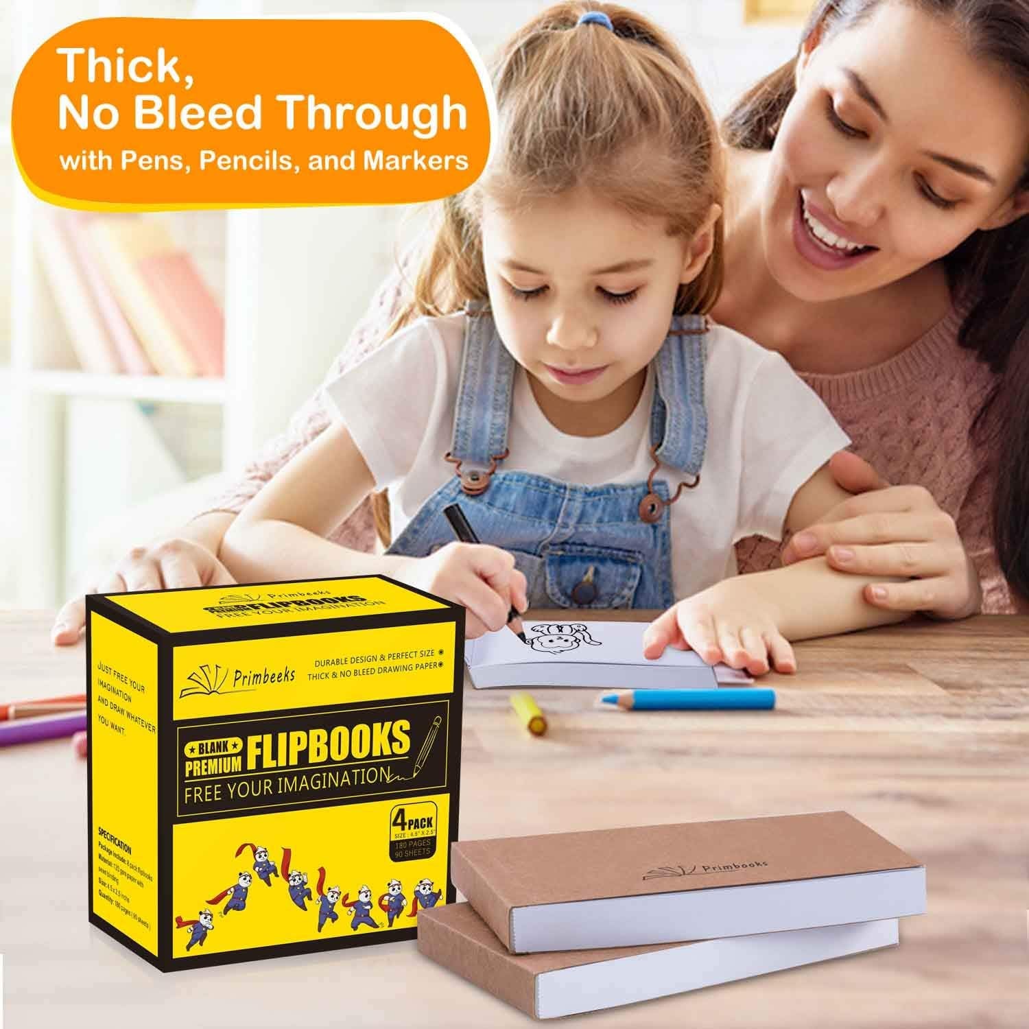 Premium Blank Flip Book Paper, 4 Pack(90 Sheets, 180 Pages per Pack) No Bleed Flip Books Kit, 4.5" X 2.5" Animation Paper for Animation, Sketching, Cartoon Creation