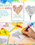 50 Sets End of Year Student Gift Stackable Crayons and Coloring Card Kindergarten Graduation Gift Bulk 2024 Congrats Grad Last Day of School Party Favor for Preschool Students(Heart)