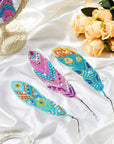 6 Pcs Diamond Painting Bookmarks Kits DIY 5D Feather Bookmark Rhinestone DIY Bookmarks Crystal Diamond Art Bookmarks Acrylic Bookmarks for Adult Arts Supply Crafts Gifts