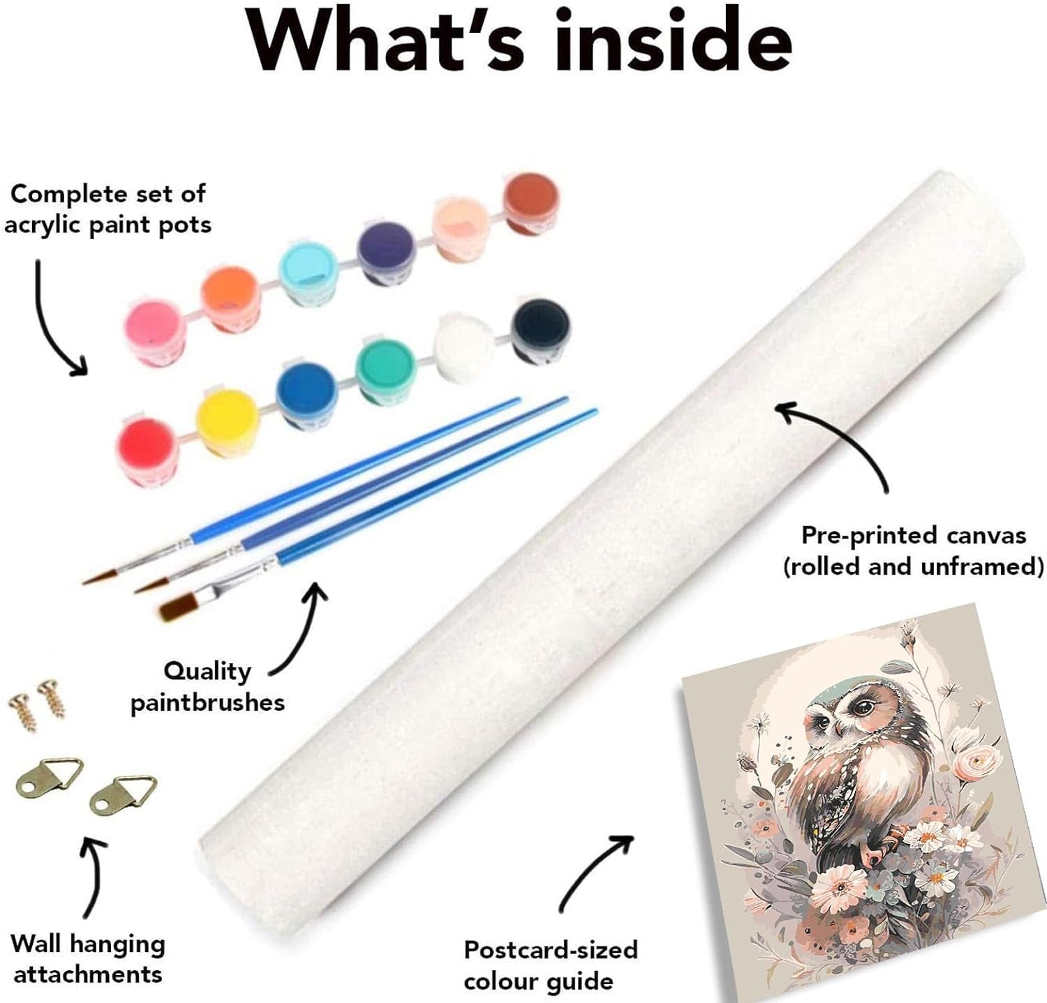 Owl Paint by Number for Adult Kit, DIY Acrylic Paint by Numbers for Adults Beginner, Owl and Flowers Oil Painting by Number on Canvas for Home Wall Decor 16X20Inch