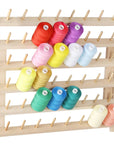 60 Spool Sewing Thread Rack with Hanging Hook, Wall Mounted Wooden Thread Holder Organizer for Embroidery, Hair Braiding, Sewing