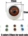 100Pcs/Box 12Mm Doll Eyeballs Half round Acrylic Eyes for DIY Doll Bear Crafts Halloween