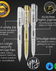 3 Colors Gel Pen Set - White, Gold and Silver .1Mm Extra Fine Point Pens Gel Ink Pens Opaque Archival Ink Pens for Black Paper Drawing, Sketching, Illustration, Card Making, Bullet Journaling