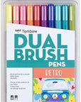 56217 Dual Brush Pen Art Markers, Retro, 10-Pack. Blendable, Brush and Fine Tip Markers