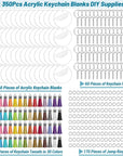 350Pcs Acrylic Keychain Blanks Clear Acrylic Keychain Blanks for Vinyl with 60 Pcs Acrylic Blanks, 60 Pcs Keychain Tassels, 170 Pcs Jump Rings and 60Pcs Keychain Rings for DIY Keychain Craft