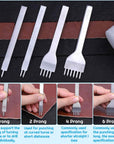 35 Pcs Leather Stitching Pouch Kit with 4Mm Prong Sewing Hole Punch, Leather Sewing Tools, Waxed Thread and Large-Eye Stitching Needles for Beginner Leather Sewing Working Crafting Projects