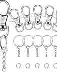 100 Pcs Swivel Snap Hook and Key Rings with Chain and Jump Rings for Keychain Lanyard DIY Jewelry Crafts Accessories(50 Pcs Lanyard Snap Hooks+50 Pcs Keychain Rings with Jump Rings)