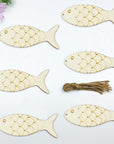 30Pcs Unfinished Fish Shaped Wood Cut Out Fish Wood DIY Crafts Cutouts Blank Wooden Fish Shaped Hanging Ornaments for Wedding Birthday Ocean Animal Themed Party Decoration