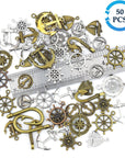 Nautical Anchor Rudder Helm Compass Charms, 100 Grams Mixed Ship Anchor Wheel Pendants Beads Charms for DIY Necklace Bracelet Jewelry Making Accessories