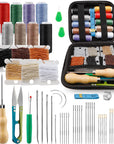 59 Pcs Leather Sewing Kit Leather Needles for Hand Sewing,Heavy Duty Sewing Upholstery Repair Kit Waxed Thread Large-Eye Stitching Needles for Carseat Backpack Carpet Boots Shoes Canvas Sofa
