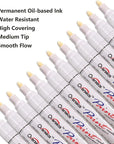 White Paint Pens Paint Markers, 12 Pack Waterproof Oil-Based Paint Pen Set Quick Dry and Permanent, Markers for Rock, Stone, Ceramic, Wood, Fabric, Plastic, Canvas, Glass, Mugs, Tires
