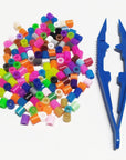 Three-Color Plastic Fuse Beads Tweezers Handmake Beads Crafts, Manual DIY Creative Craft Game Tool for Kids(1 Pack of 6 Tweezers,White,Green,Blue)