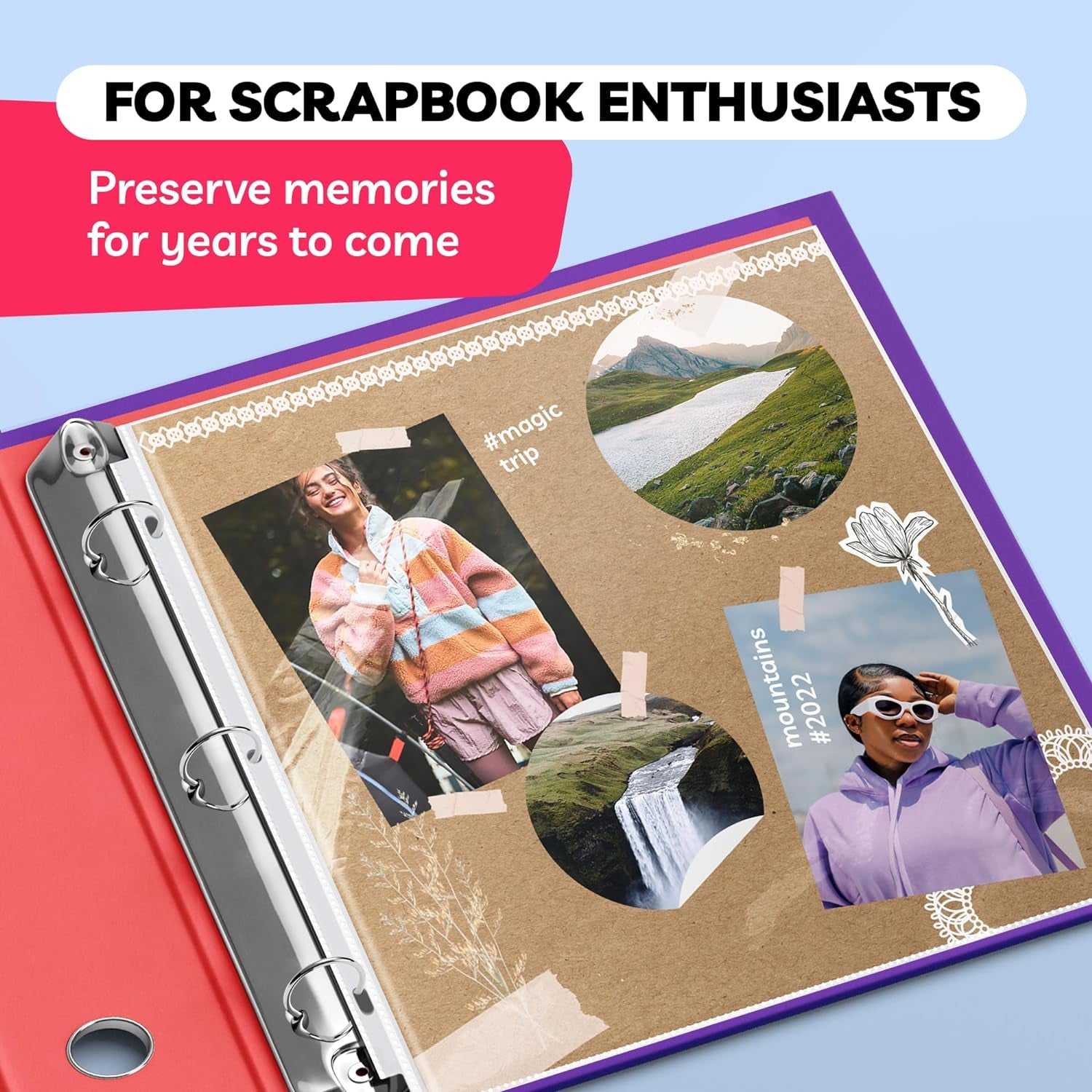 Photo Album Pages for 3 Ring Binder - Scrapbook Pages - 12X12 Scrapbook Page Protectors (For 12 X 12" Paper and Vinyl, 25 Sheets) - Scrapbook Sleeves - Scrapbook 12X12 Refill Pages