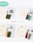 4 Pcs of Embroidery Starter Kit with Patterns and Instructions, DIY Adult Beginner Cross Stitch Kits, Including 2 Plastic Embroidery Rings, 1 Pair of Scissors, Colored Threads and Needles