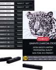 Compressed Graphite Charcoal Sticks, 24 Pieces Black & White Vine Charcoal Sticks for Drawing, Sketching, Shading, Charcoal Drawing Set for Beginners & Pro Artists