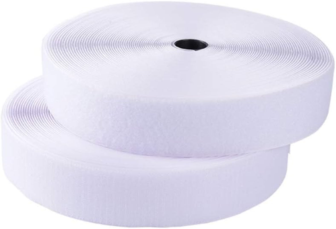 Sew on Hook and Loop Tape 3/4 Inch Width, Non-Adhesive Sticky Back, Sewing Fastening Tape Nylon Fabric Fastener Interlocking Tape Sewing Fasteners for Sewing DIY Crafts (White, 16.4FT)