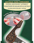 Antique Yarn Threader-, 5.1" Height, 2.8" Length X 0.5" Width, Brown