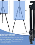 Portable Artist Easel Stand, Metal Tripod Adjustable Easel for Painting Canvases Height from 17 to 66 Inch,Carry Bag for Table-Top/Floor Didplaying and Wedding Signs,Black(1Pack)