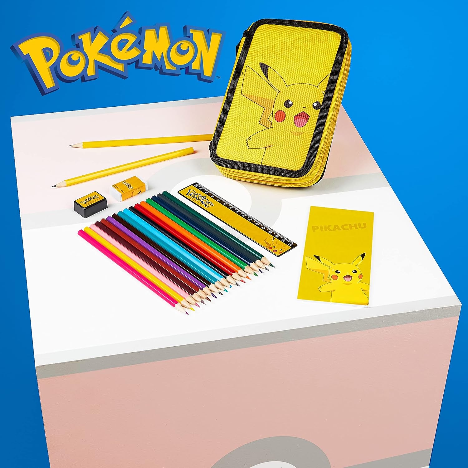 Pencil Case for Boys, Pikachu Filled Pencil Case Stationery Set