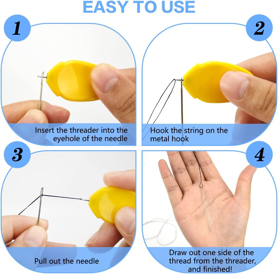 Needle Threaders Tool Set 19 in 1 for Hand Sewing, Sewing Machine, DIY (5 Pcs Gourd Shaped Threaders + 5 Pcs Thumb Shaped Threaders + 2 Pcs Drawstring Threaders + 2 Pcs Seam Rippers + 5Pcs Needles)