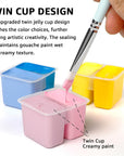 HIMI Twin Cup Jelly Gouache Paint Set, 48 Colors X 12Ml/0.4Oz with 3 Brushes & a Palette, Non-Toxic, Jelly Guache Paint for Canvas and Watercolor Paper - Perfect for Beginners, Students, Artists
