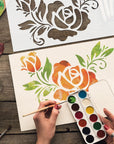 10 Pieces Flower Stencils Reusable Flower Stencils Templates for Painting on Wood Wall Floral Stencil for Painting on Furniture Canvas Paper Fabric