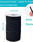 100 Yards 2 Mm Elastic Cord Stretch String Elastic Fabric String Beading Cord Craft Thread for Jewelry Bead Craft Making (Black)