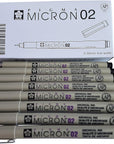 Pigma Micron Drawing Pens 02 Black Ink, Line Width 0.3Mm - 8 Pack of Micron 02 Black